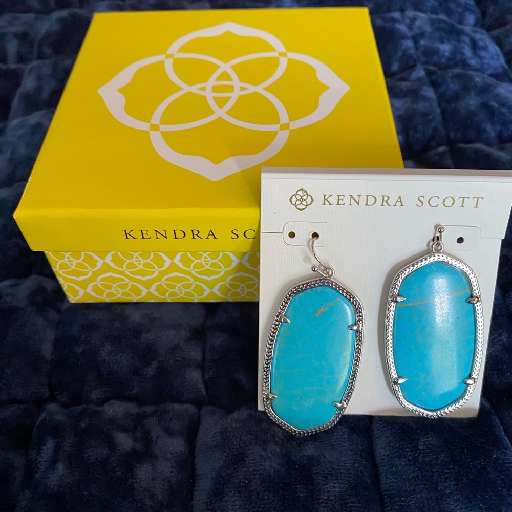 Kendra Scott Danielle Silver drop earrings In Turquoise. New